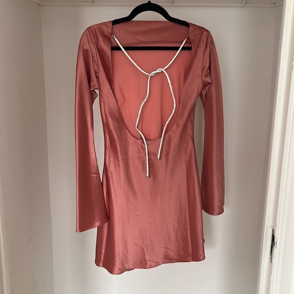 Cult Gaia Tie-detail Long-sleeved Mini Dress in Pink. NEW - Picture 6 of 6